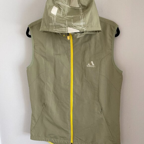 ADIDAS Men Women Outdoor Golf Hoody Vest Front and Back Pockets Green Sz L - Picture 2 of 8